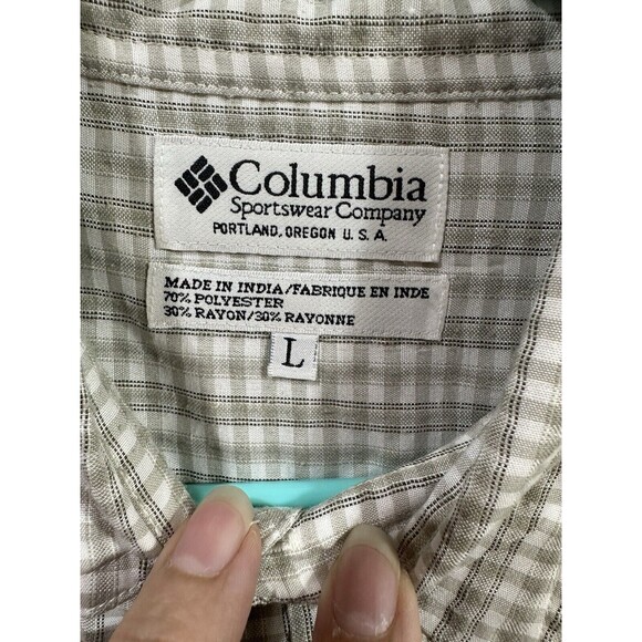 Columbia Women’s Green Plaid Button up  Long Sleeve Polyester Blend Shirt Large - Picture 6 of 12